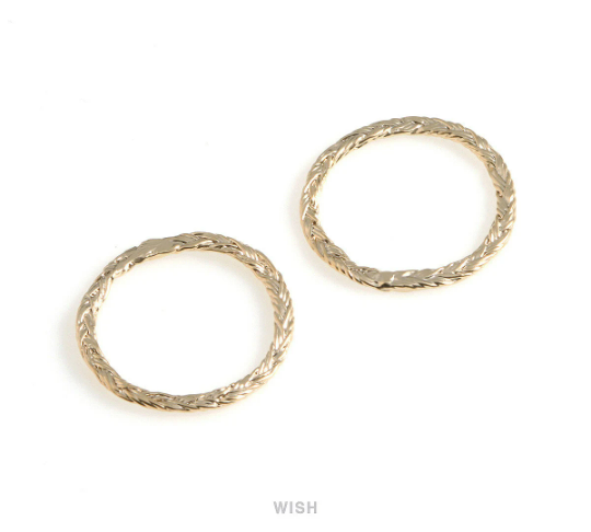 Rope Circle Pendants in Matte Gold, Straw Rope Circle Charms /MMG-577-P