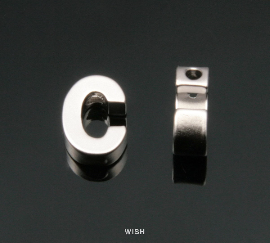 Upper Case Letter "C" in Matte Rhodium, Capital Letter "C" / MMRH-001-B (C)