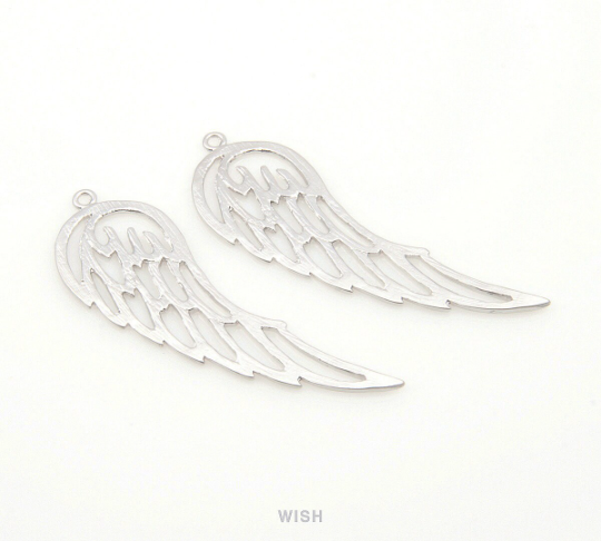 Angel Wing Pendants in Matte Rhodium, Angel Wing Charm / MMRH-192-P