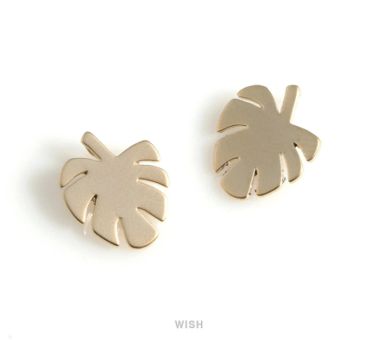 Monstera Leaf Pendants in Matte Gold, Monstera Leaf Charm /MMG-574-P