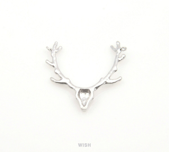 Reindeer Antler Pendants in Matte Rhodium, Antler Charm / MMRH-178-P