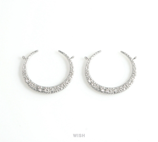 Crescent Shape Necklace Charm in Matte Rhodium / MMRH-477-P