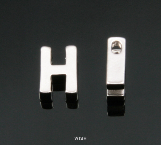 Upper Case Letter "H" in Matte Rhodium, Capital Letter "H" / MMRH-001-B (H)