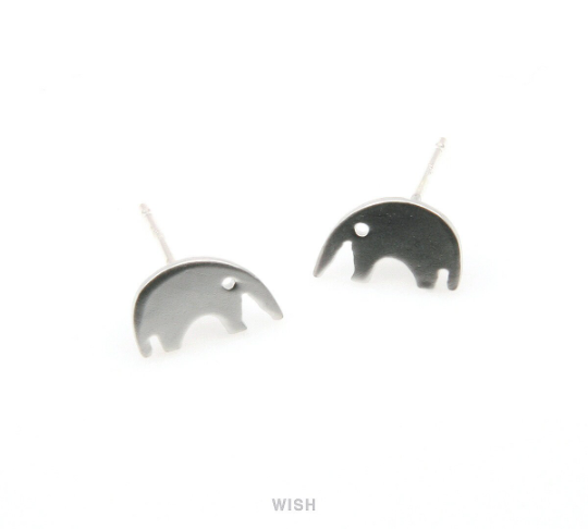Elephant Stud Earrings in Matte Rhodium, Elephant studs / MMRH-271-E