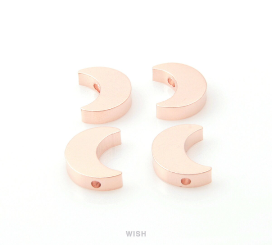 Crescent Beads Pendants in Matte Rose Gold, Crescent Moon Beads / MMRG-101-B