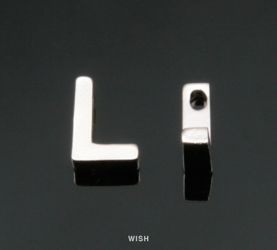 Upper Case Letter "L" in Matte Rhodium, Capital Letter "L" / MMRH-001-B (L)