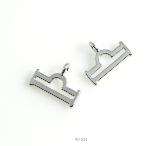 Libra Zodiac Sign Pendants in Rhodium, Zodiac Charm / MRH-453-LI