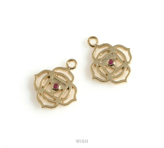Root Chakra with CZ Pendants in Gold, The 1st Chakra Charm / MG-493-P