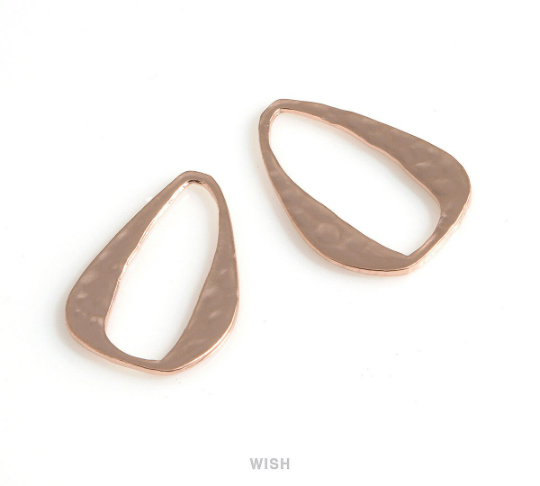 Hammered Open Drop in Matte Rose Gold, Space Drop Connector  / MMRG-648-P