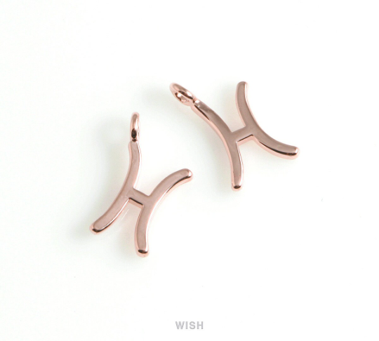 Pisces Zodiac Sign Pendants in Rose Gold, Zodiac Charm / MRG-453-PI