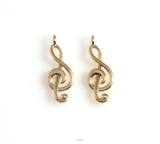 Treble Clef Charm in Gold, Treble Clef Pendants / MG-618-P