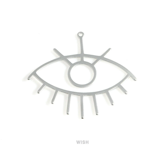 Evil Eye Pendant in Matte Rhodium, Evil Eye Charm/ MMRH-555-P