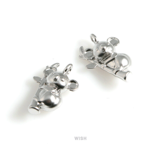 Koala Pendants in Matte Rhodium, Solid Koala Charm / MMRH-530-P