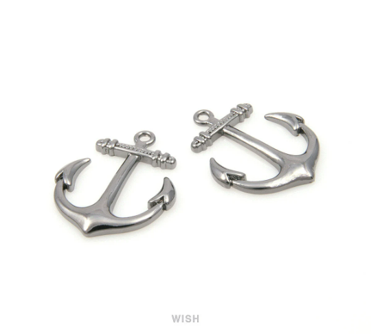 Large Anchor Pendants in Gunmetal, Anchor Charms / MGM-144-P