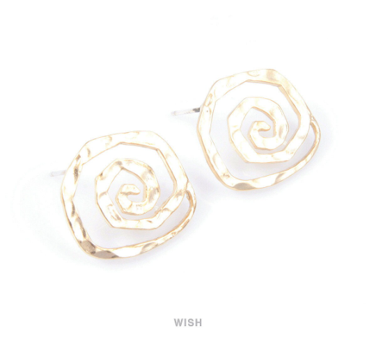 Rose Earpost in Matte Gold, Rose in Bloom Stud Earrings / MMG-033-E