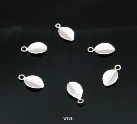 Small Leaves Pendants in Matte Rhodium, Leaves Charms / MMRH-027-P