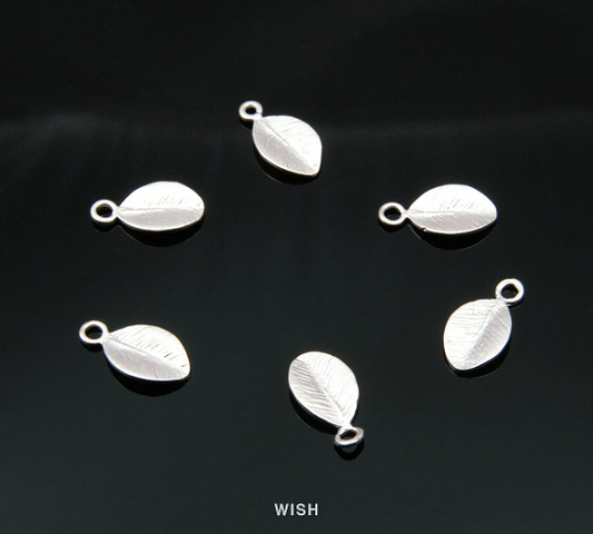 Small Leaves Pendants in Matte Rhodium, Leaves Charms / MMRH-027-P