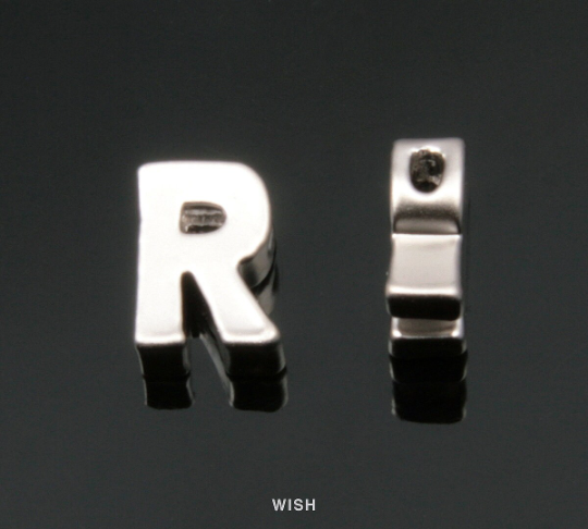 Upper Case Letter "R" in Matte Rhodium, Capital Letter "R" / MMRH-001-B (R)