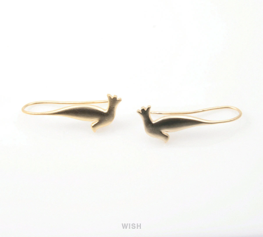 Dove Hook Earrings in Matte Gold, Dove Ear Hook / MMG-174-E
