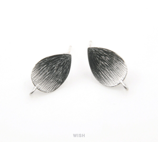 Flower Petal Stud Earrings in Matte Rhodium, Petal studs / MMRH-273-E
