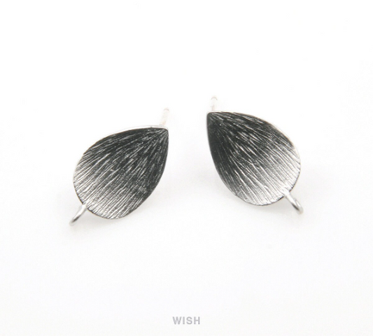 Flower Petal Stud Earrings in Matte Rhodium, Petal studs / MMRH-273-E