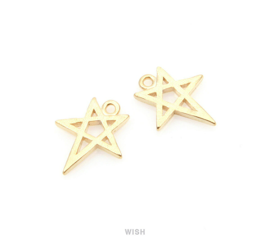 Star Pendants in Matte Gold, Dainty Star Charm/ MMG-337-P