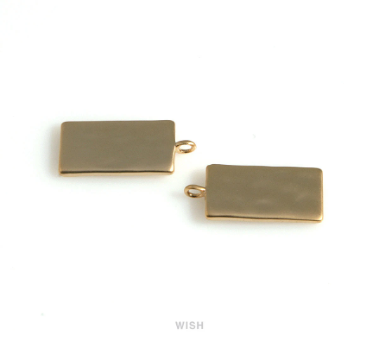 Hammered Rectangle Pendants in Matte Gold, Hammered Rectangle Charms / MMG-663-P