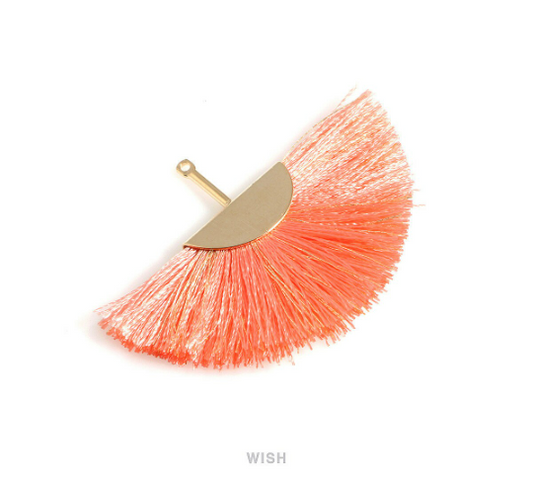 Semicircle Orange Gold Thread Tassel in Gold, Reddish Orange Thread Pendant / TORG-009-T