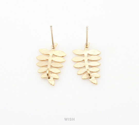 Leaves and Branch Stud Earrings in Matte Gold, Branch Ear Post / MMG-240-E