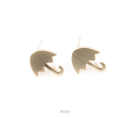 Umbrella Stud Earrings in Matte Gold, Umbrella studs / MMG-255-E