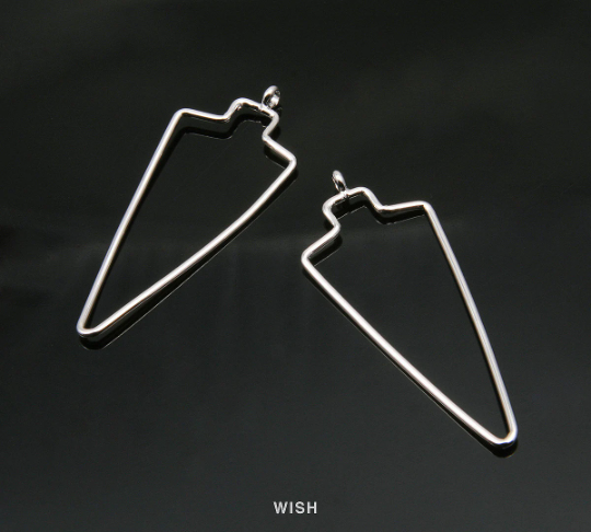 Open Arrow Wire Pendant in Rhodium, Open Arrow Charm / MRH-288-P