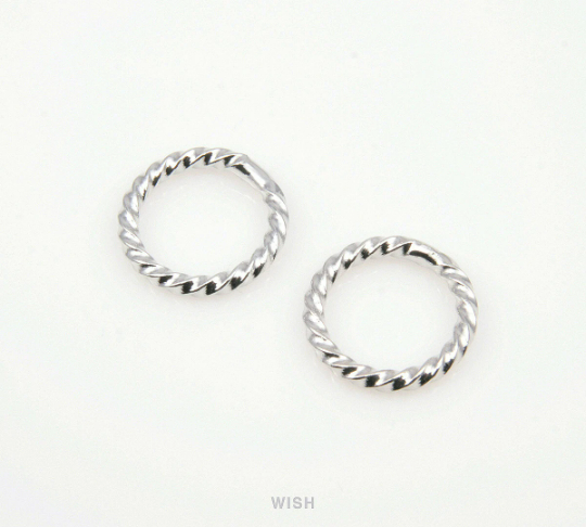 Twisted Ring Pendants in Rhodium, Twisted Ring Charms  / MRH-160-P