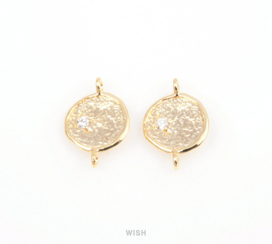 Round Connectors with Cubic Zirconia in Rhodium, Round Charms / MRH-028-C