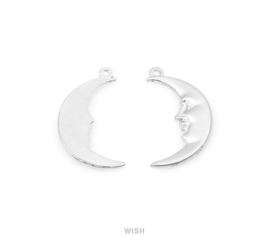 Crescent Pendant in Matte Rhodium, Crescent Charm / MMRH-235-P