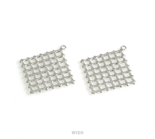 Diamond Pattern in Matte Rhodium, Diamond Shaped Charm /MMRH-595-P