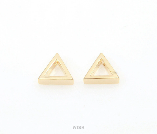 Open Triangle Charm in Gold, Triangle Outline Charm/ MG-293-P