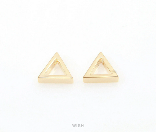 Open Triangle Pendants in Gold, Triangle Outline Charms / MG-293-P