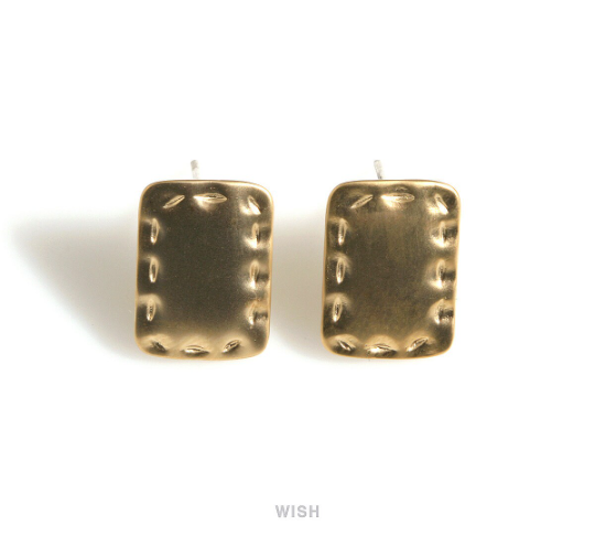 Rectangle Stud Earrings in Matte Gold, Rectangular Stud Earrings / MMG-713-E
