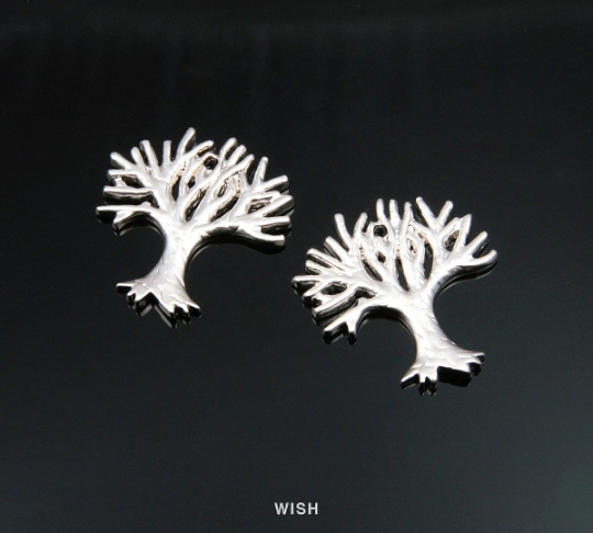 Winter Tree Pendants in Matte Rhodium, Family Tree Charm / MMRH-151-P