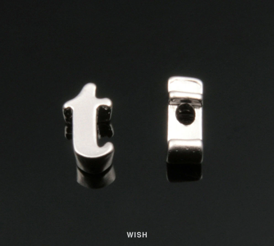 Lower Case Letter "t" in Matte Rhodium, Small Letter "t" / MMRH-002-B (t)