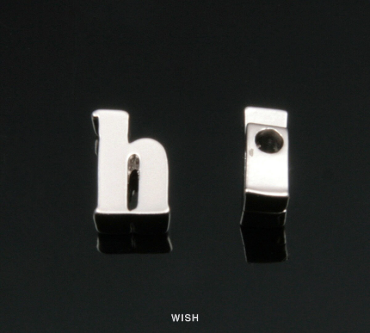 Lower Case Letter "h" in Matte Rhodium, Small Letter "h" / MMRH-002-B (h)