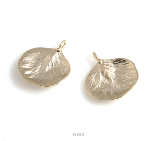 Leaf Pendants in Matte Gold, Leaf Charm / MMG-503-P