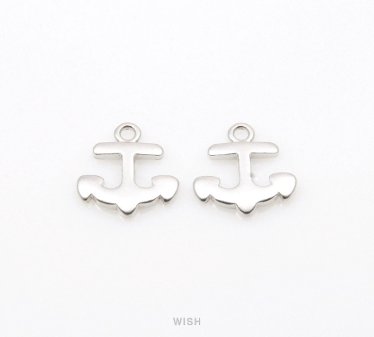 Dainty Anchor Pendant in Matte Rhodium, Anchor Charm / MMRH-277-P
