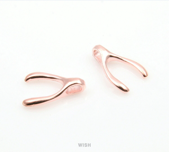 Wishbone Pendant in Matte Rose Gold, Wishbone Charm / MMRG-228-P