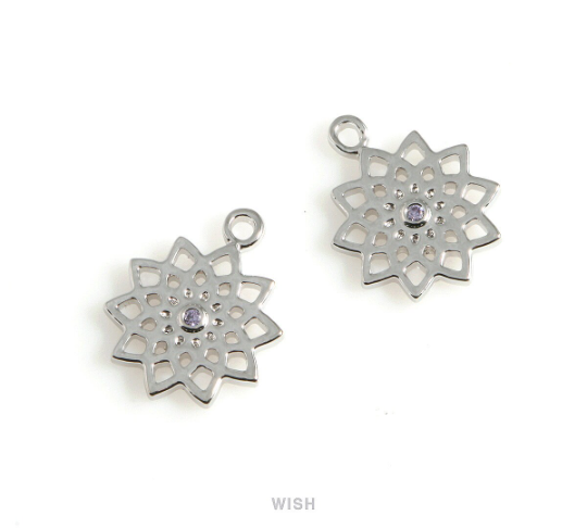 Crown Chakra with CZ Pendants in Rhodium, The 7th Chakra Charm / MRH-499-P