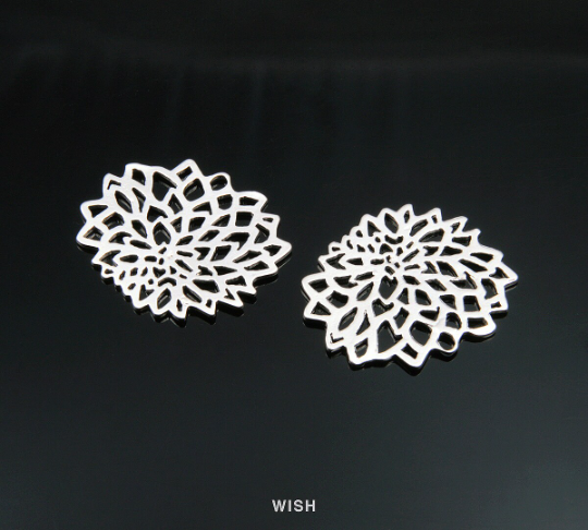 Bloom Pendants in Matte Rhodium, Floral Charms / MMRH-095-P