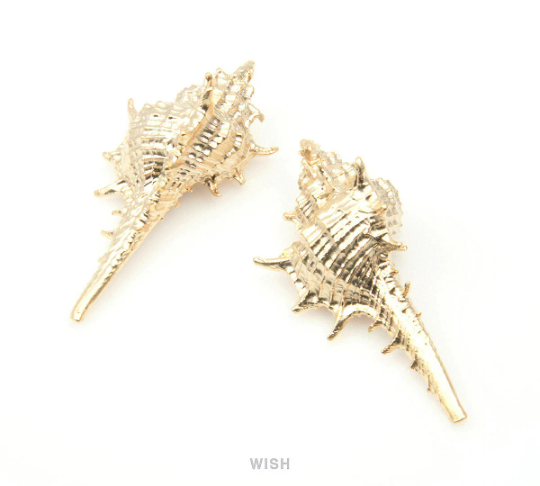 Seashell Pendant in Matte Gold, Seashell Charm / MMG-213-P