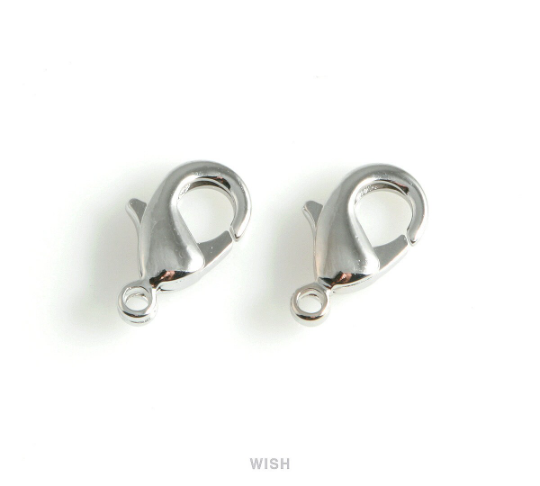 Lobster Clasps in Rhodium with 10 Clasp Bars, Lobster Claw Clasps / FRH-022-C-902