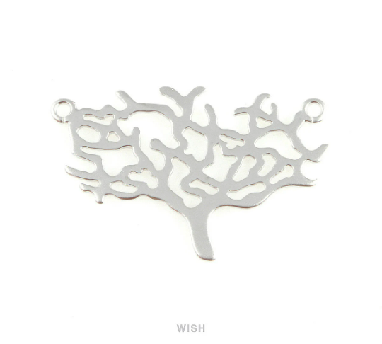 Tea Tree Pendant in Matte Rhodium, Tea Tree Charm /MMRH-204-P