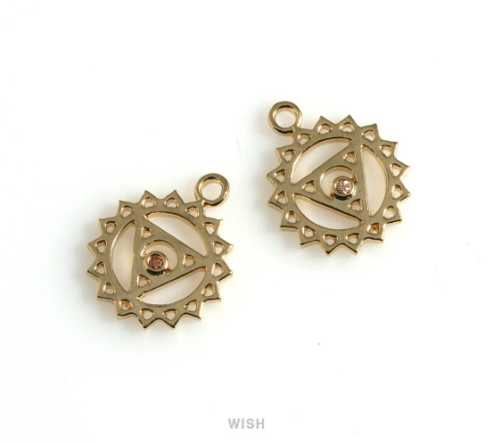 Throat Chakra with CZ Pendants in Gold, The 5th Chakra Charm / MG-497-P